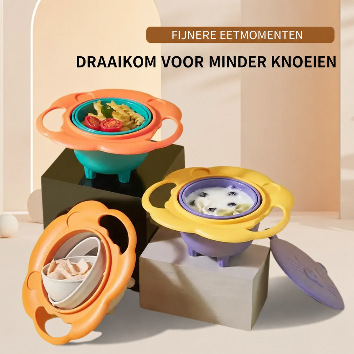 MiniNook 360° Antiknoeikom – Zelfstandig Eten Zonder Gemors